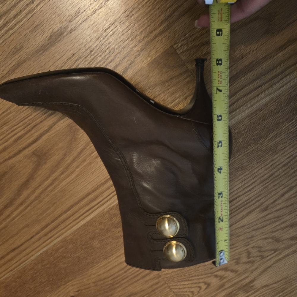 Celine Brown Ankle Boots with Button Detail size 37 Vintage Worn - Picture 6 of 8